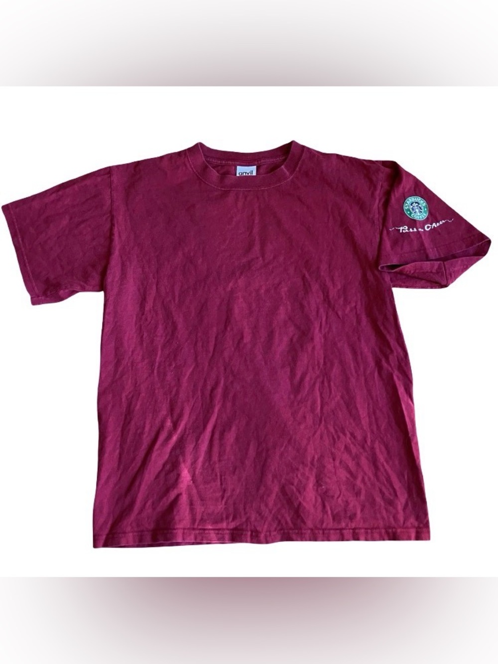 VTG Starbucks Holiday Tshirt Unisex Medium Red Pass The Cheer Cotton Coffee Tea